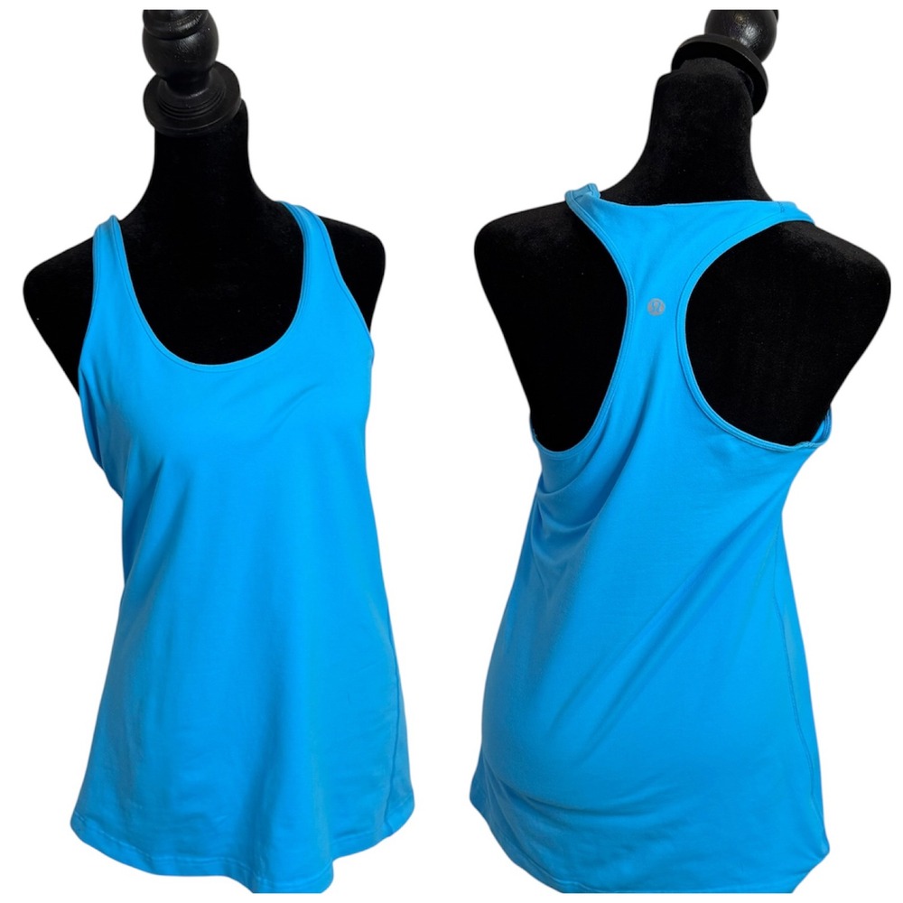 Lululemon Cool Racerback Tank Top Women Size 8 10 Blue Activewear Yoga Training